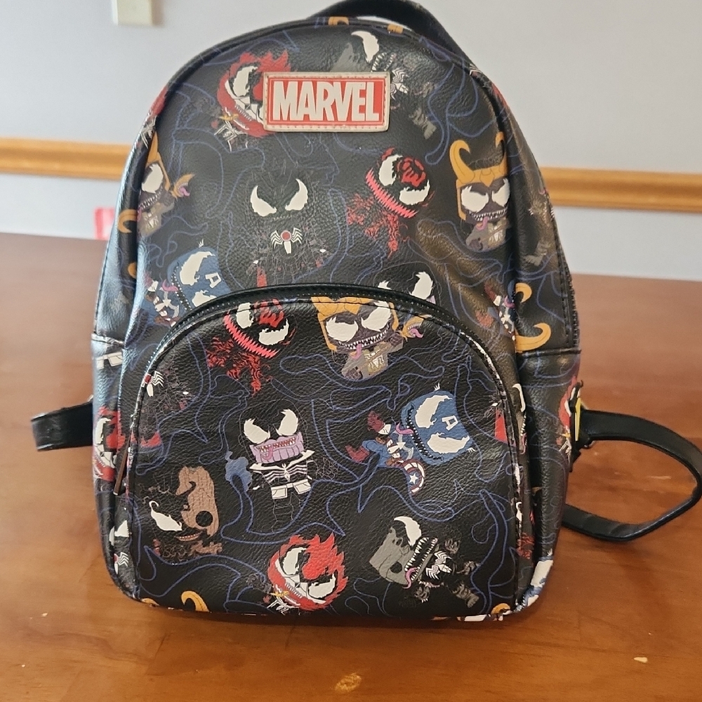 Loungefly Marvel Character Print Backpack - Black and Multicolor